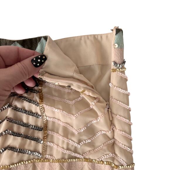 Sanctuary Sequin Mini Skirt Sz Large NEW NWT Geometric Southwestern Boho Tan - Picture 3 of 9